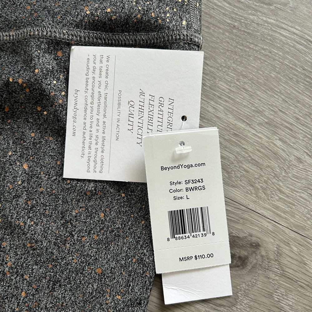 NWT Beyond yoga alloy ombre high-waist leggings in grey with gold speckle size L - Picture 5 of 6
